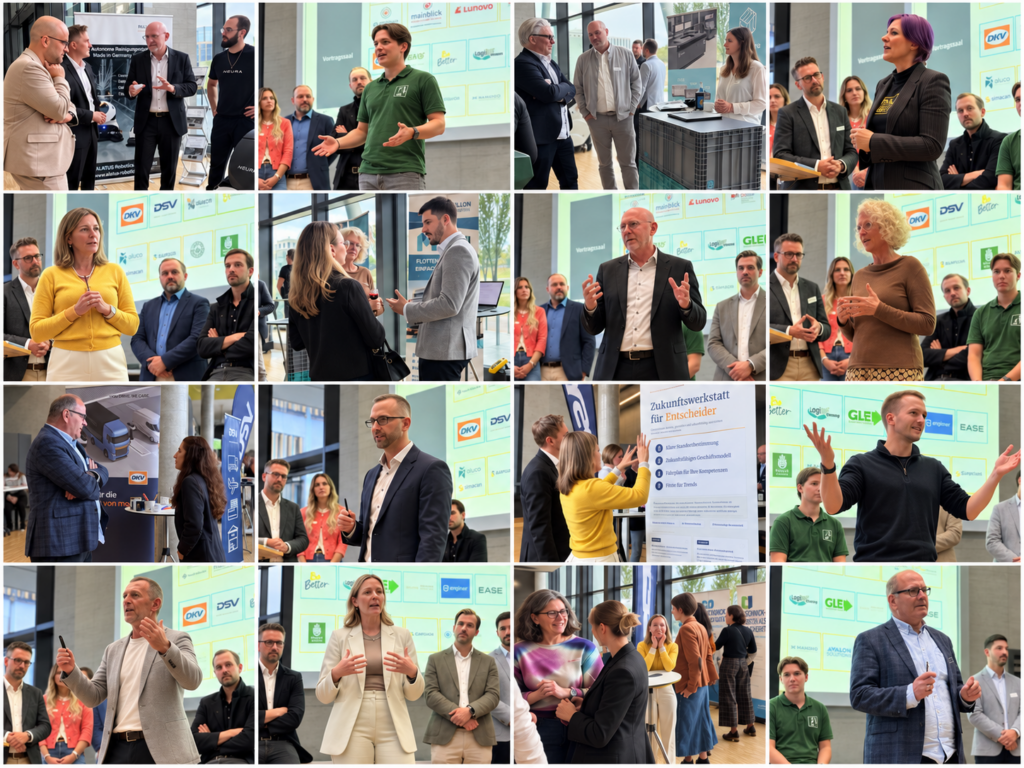 Collage mit Eindrücken vom Marktplatz der Möglichkeiten und der Pitchrunde beim LCS-Zukunftsforum 2026
